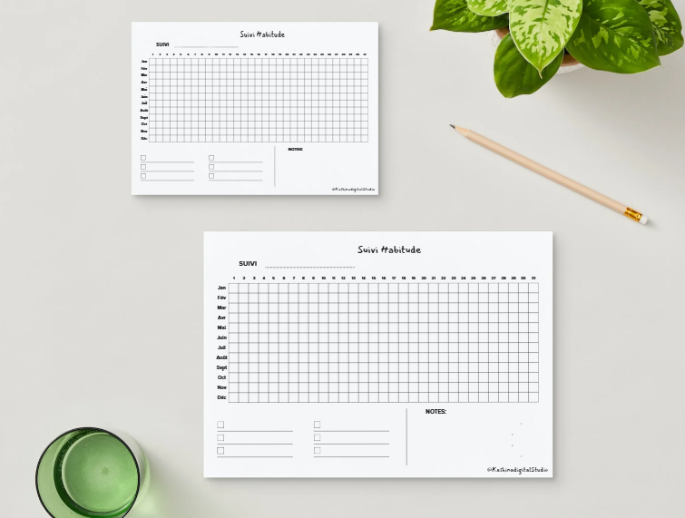 Suivi des Habitudes Personnalisable - Format A5
