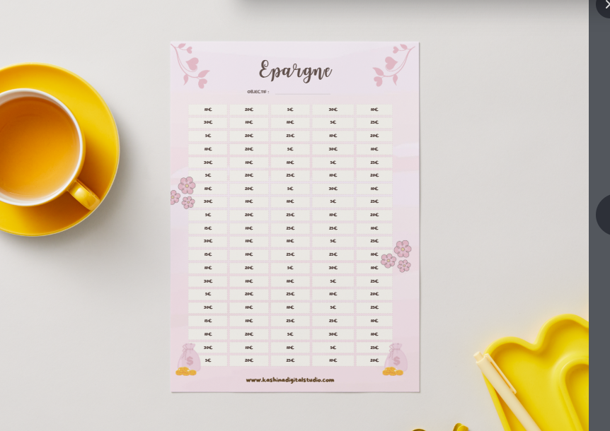 Challenge Épargne 1 590 € – Format A4 & A5 Imprimable