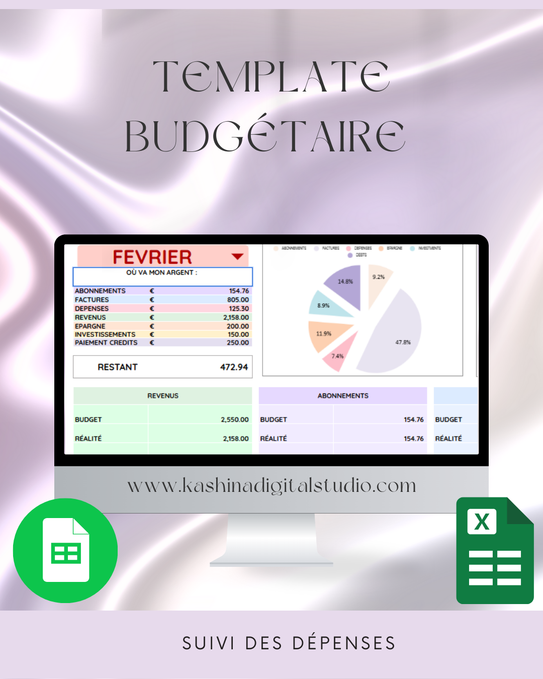 Feuille de calcul budgétaire Google Sheets & Excel