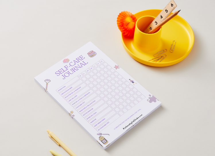 Self-Care Journal – Routine Bien-Être & Douceur Quotidienne (Violet)